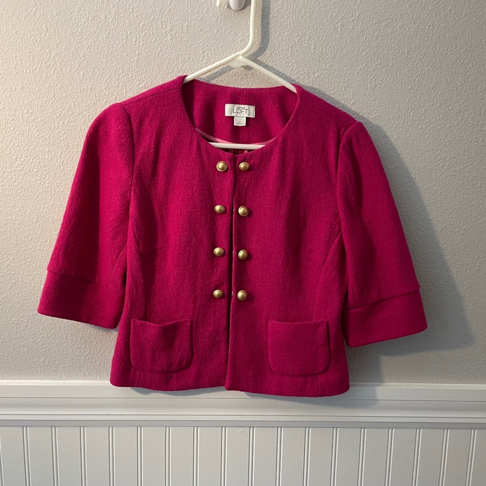 Ann Taylor LOFT Pink Cropped Wool Jacket Size S